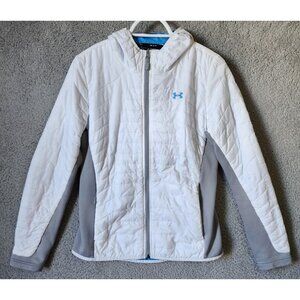 Under Armour Women's Size M UA Storm Coldgear Infrared Hooded Jacket White/Gray